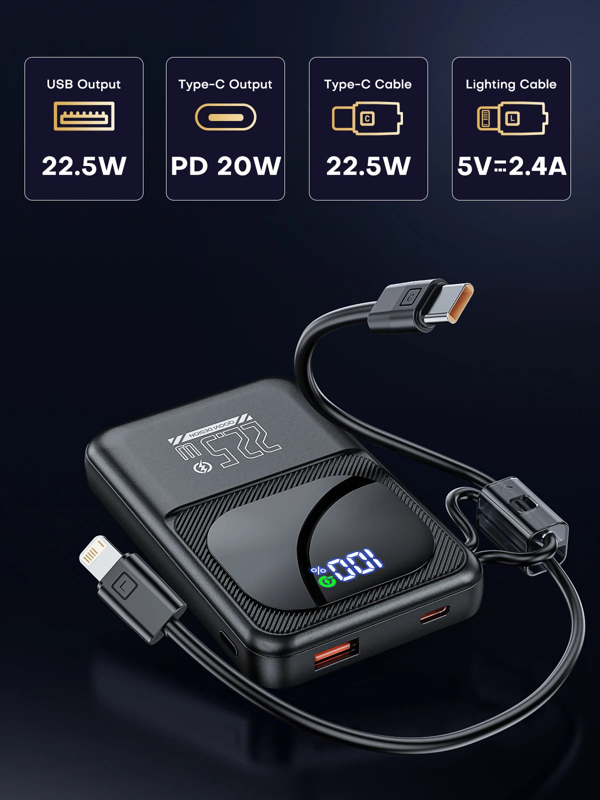 QOOVI Ultra-Thin 10000mah Portable Charger and Power Bank