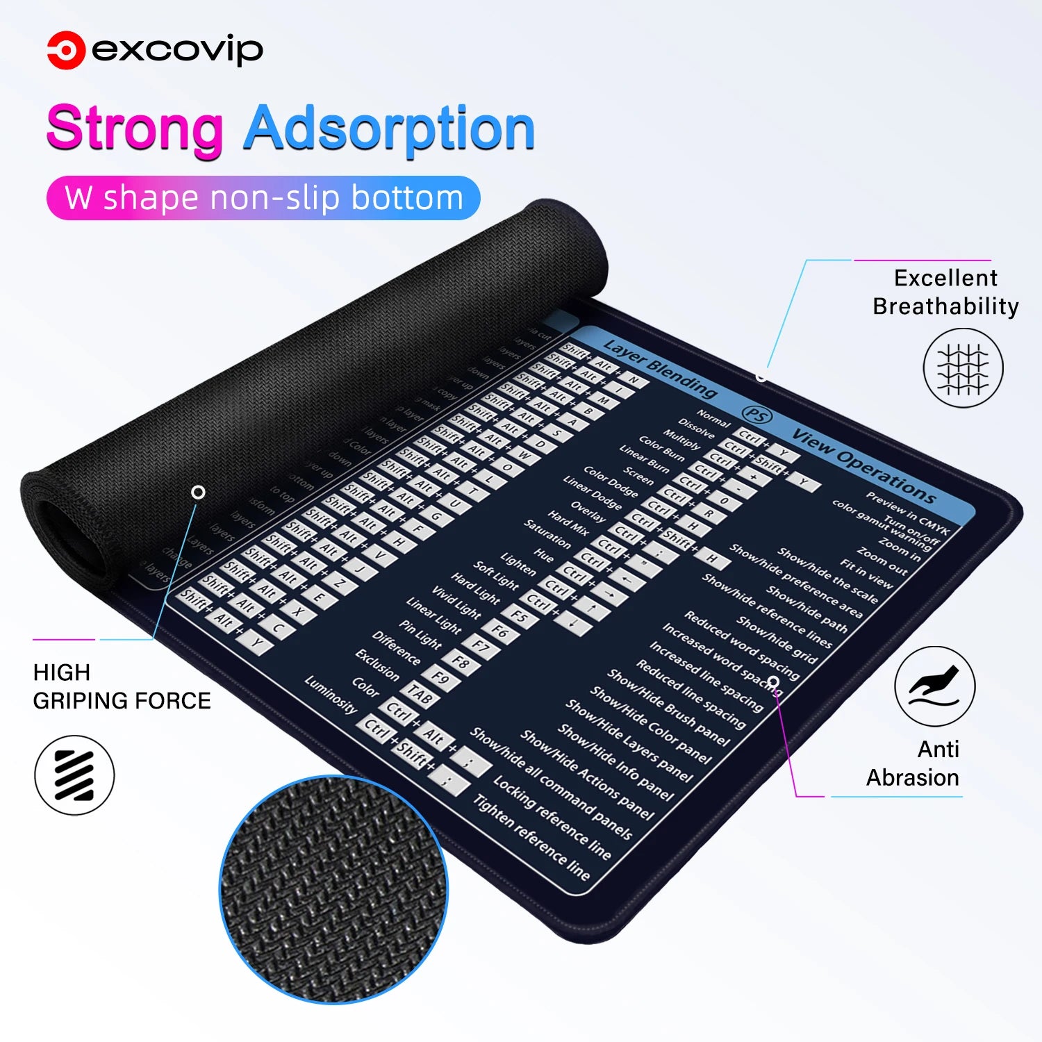 EXCO Non-Slip Adobe Shortcuts Desk Mat & Gaming Pad
