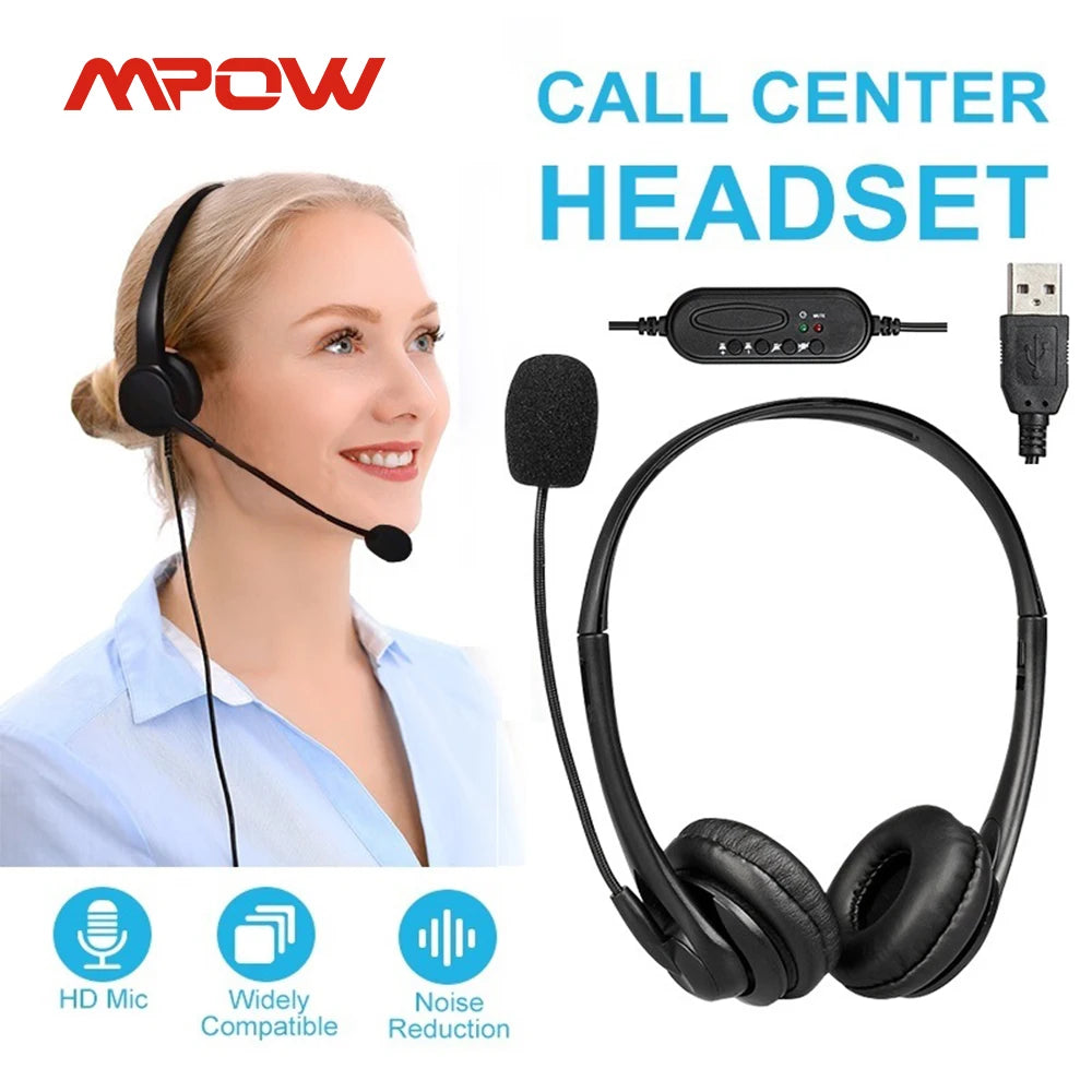 MPOW USB Wired Office Headset