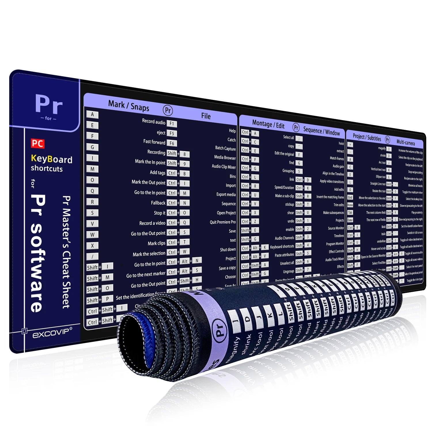 EXCO Non-Slip Adobe Shortcuts Desk Mat & Gaming Pad