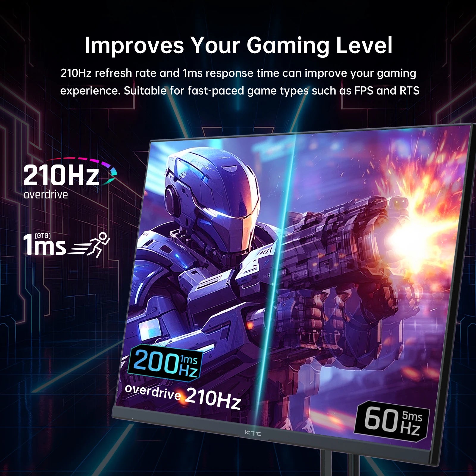 KTC 27" 210Hz 2K QHD Gaming Monitor - Black