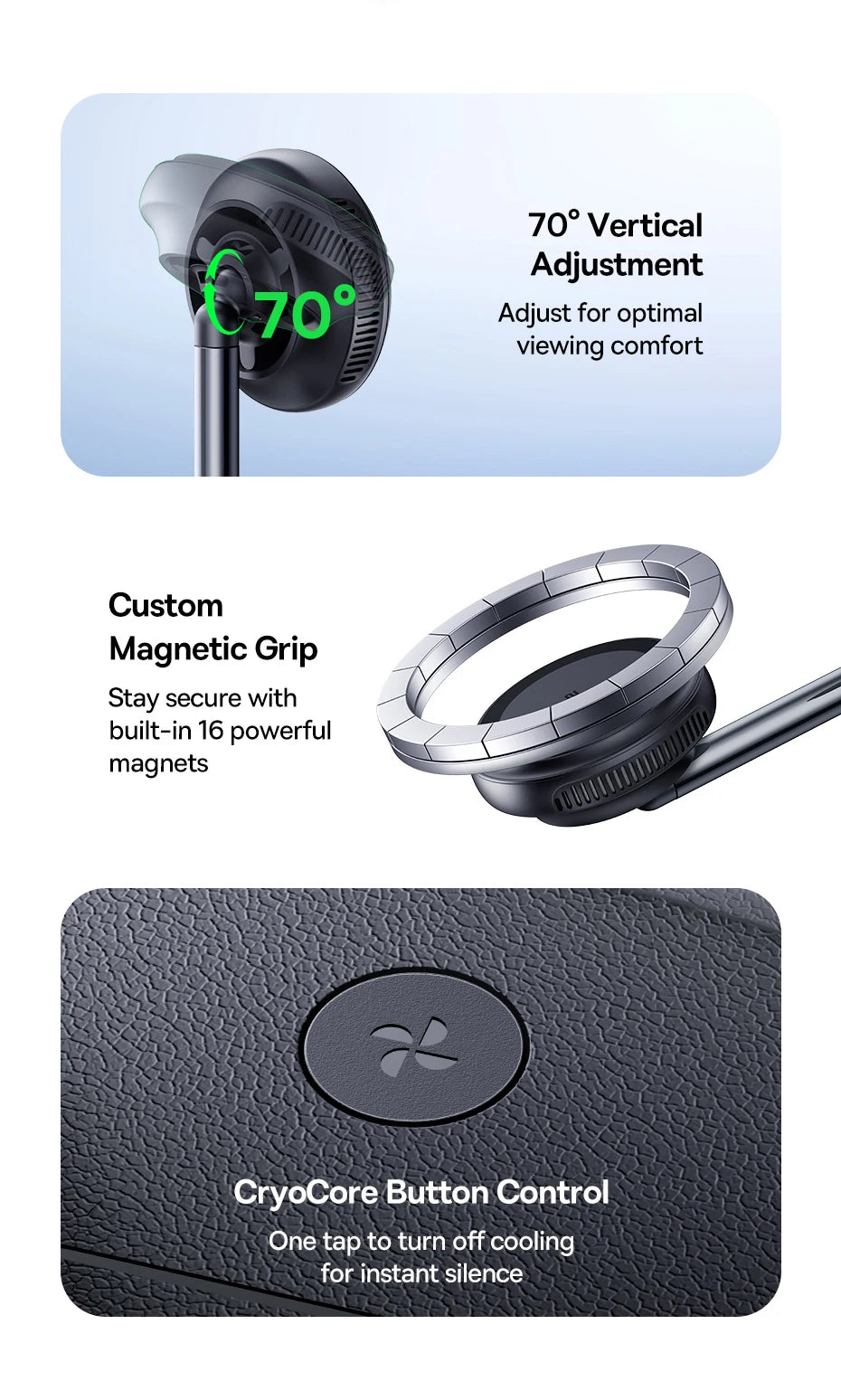 BASEUS Enerfill FS4 3in1 Wireless Charging Stand with TEC Cooling