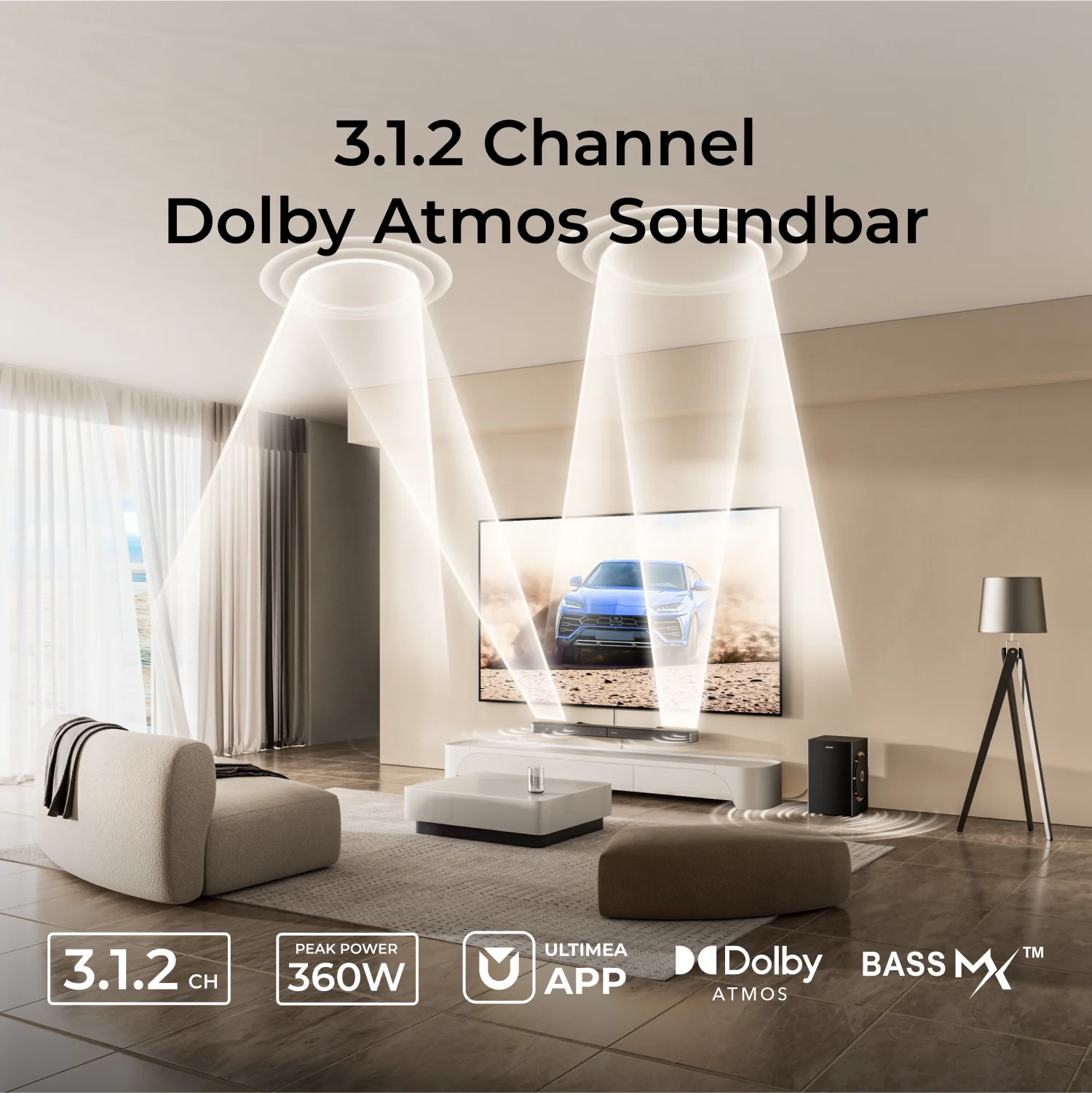 ULTIMEA Skywave F30 Boom 3.1.2 360W Wireless Sound Bar with Dolby Atmos