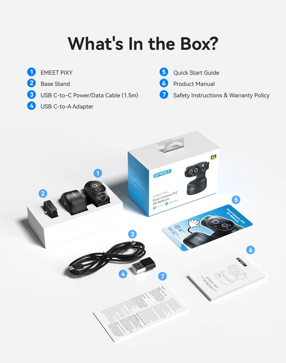 EMEET PIXY 4K Dual-Lense AI Tracking Streaming Webcam