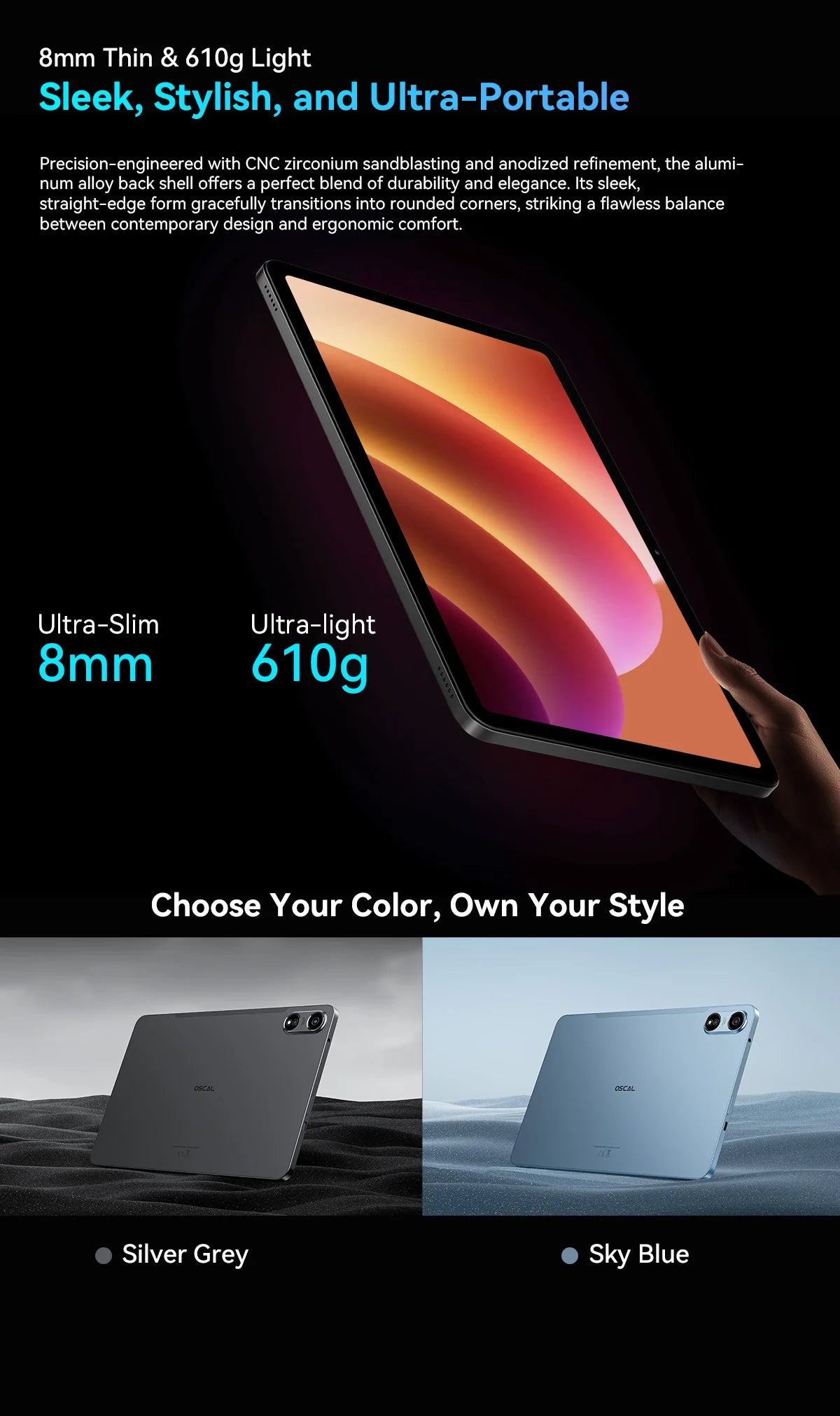 BLACKVIEW Oscal Pad 100 12" FHD 4G Android Tablet - 256GB