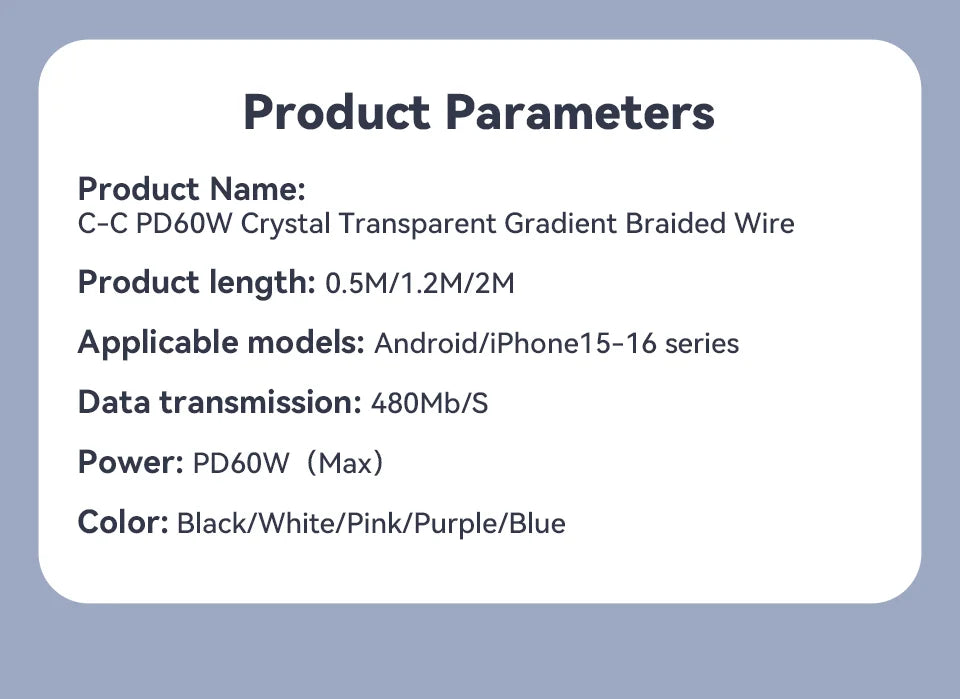 KUULAA 60W Type-C to Type-C Fast Charging and Data Cable