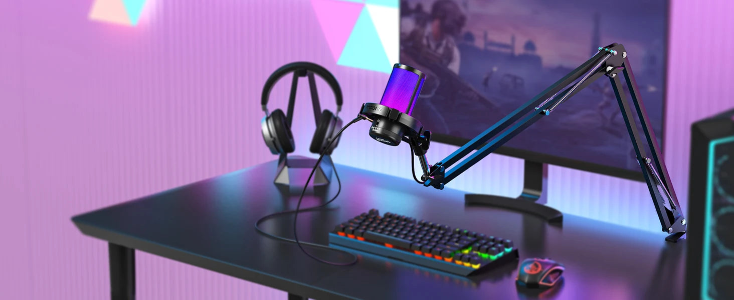 MAONO DGM20S RGB Streaming Microphone & Boom Arm