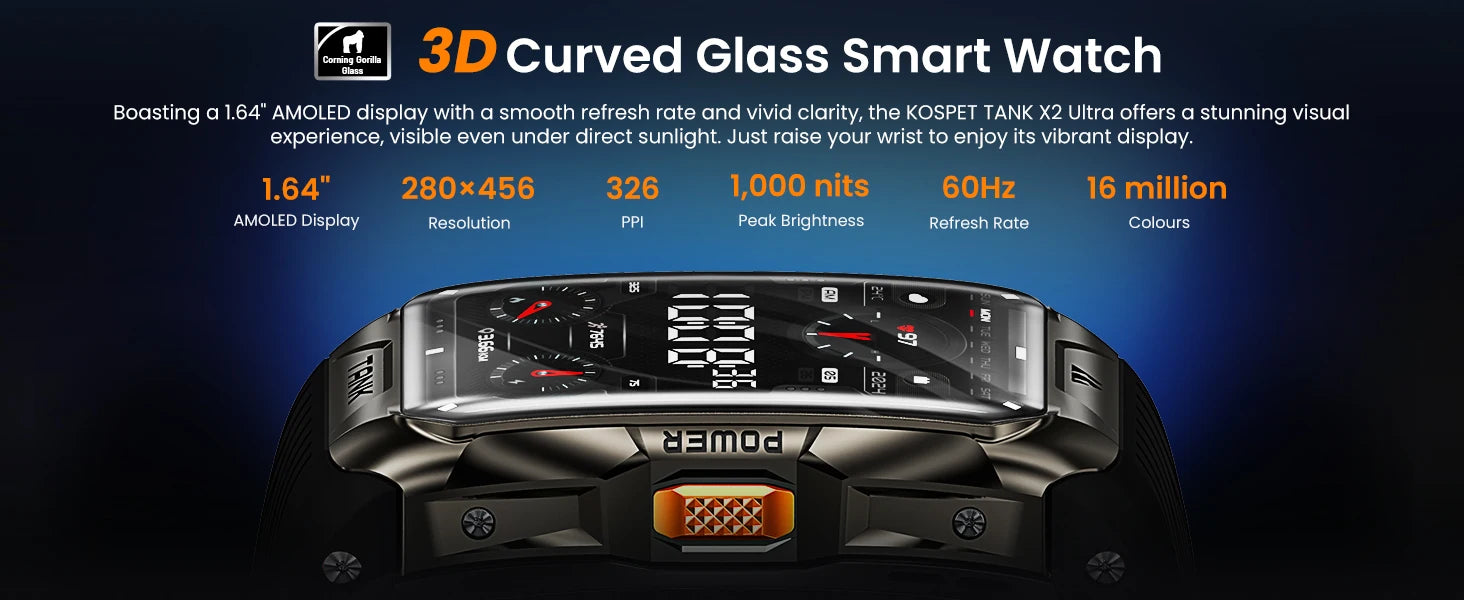 KOSPET Tank X2 Ultra 1.64" AMOLED GPS Smart Watch