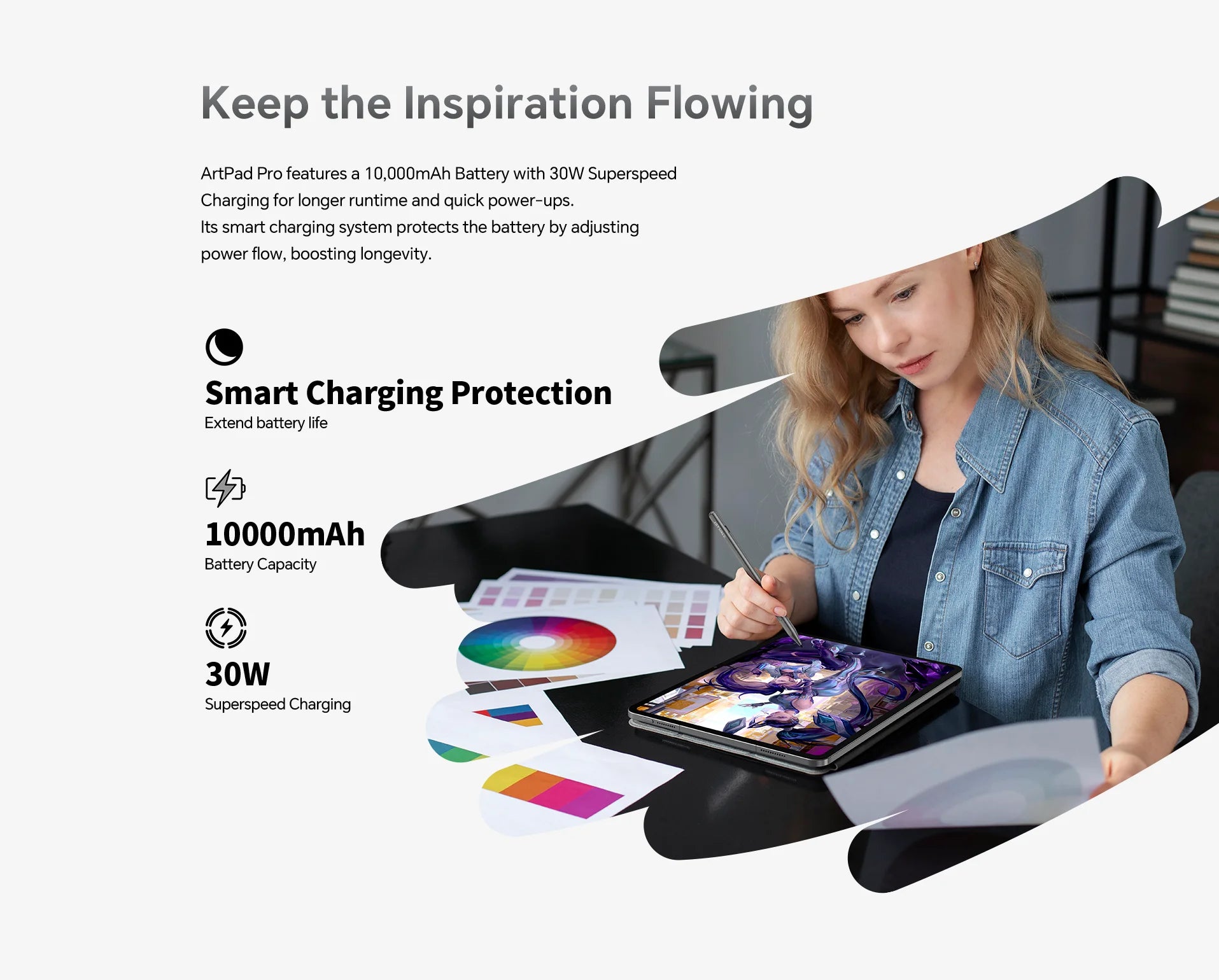 TECLAST T-Pen Penna Stilo USI 2.0 Per Artpad Pro, Artpad Air E T60Pro – 4096 Livelli Di Pressione E Ricarica USB-C