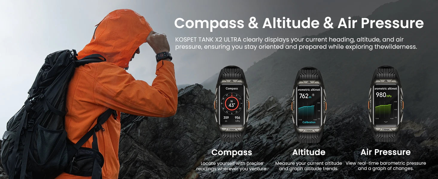 KOSPET Tank X2 Ultra 1.64" AMOLED GPS Smart Watch