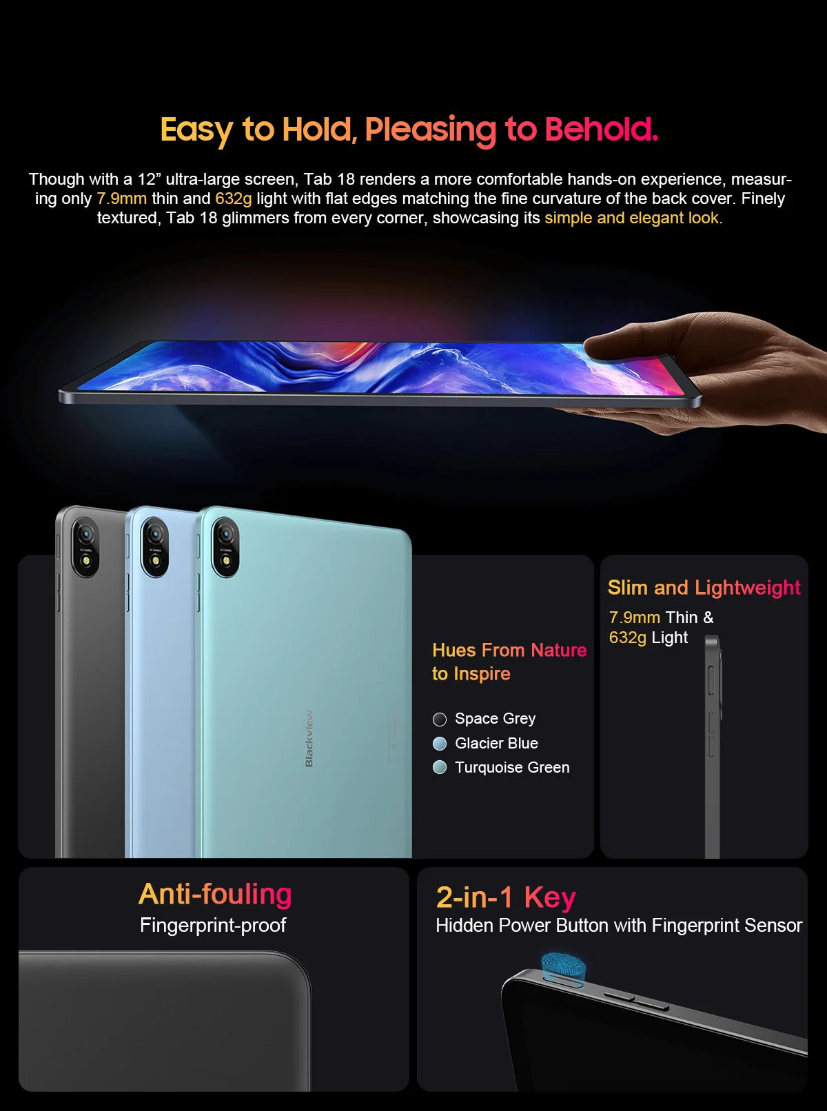 BLACKVIEW Tab 18 12" FHD 4G Android Tablet - 256GB