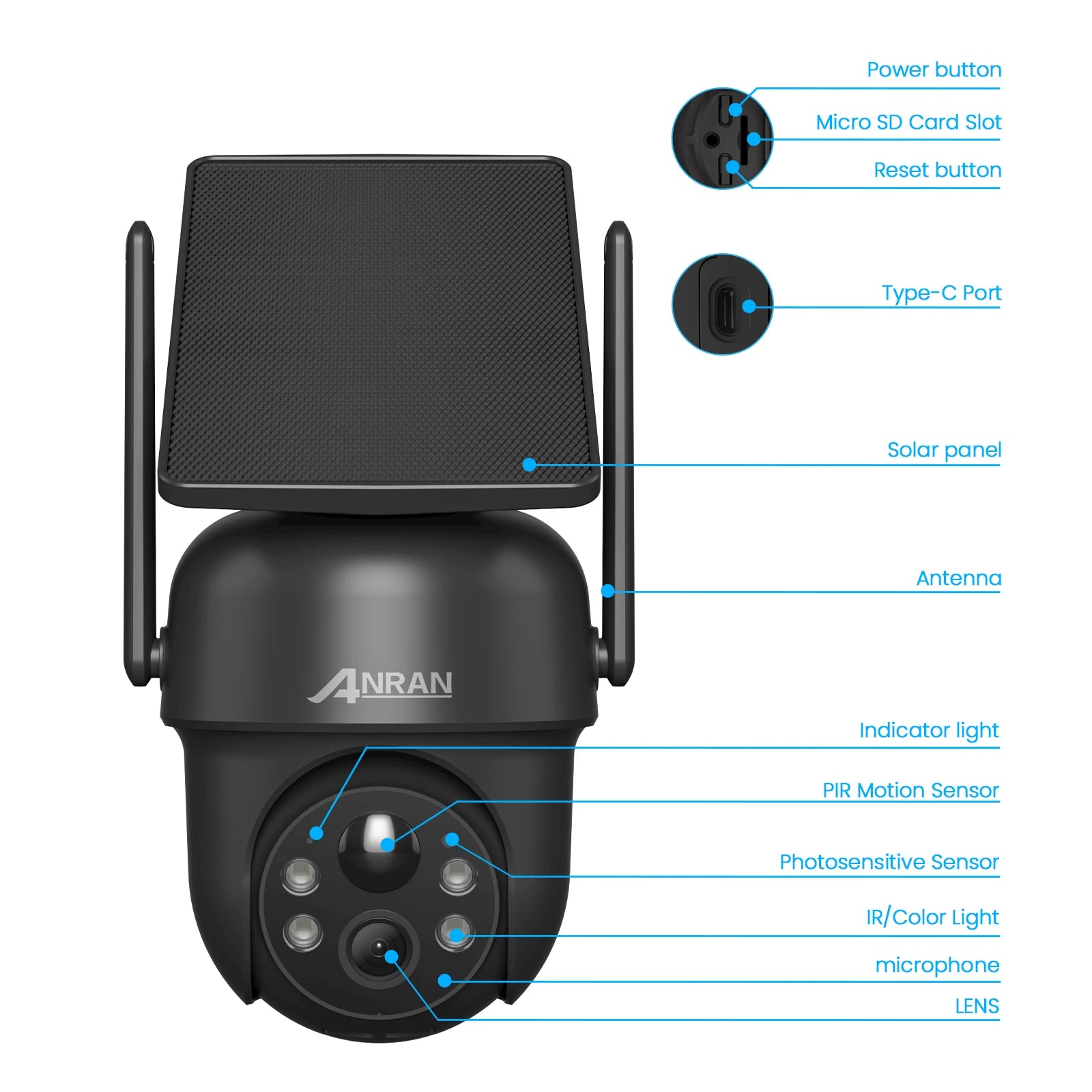 ANRAN 3MP/5MP Solar Powered Smart Home Security Camera