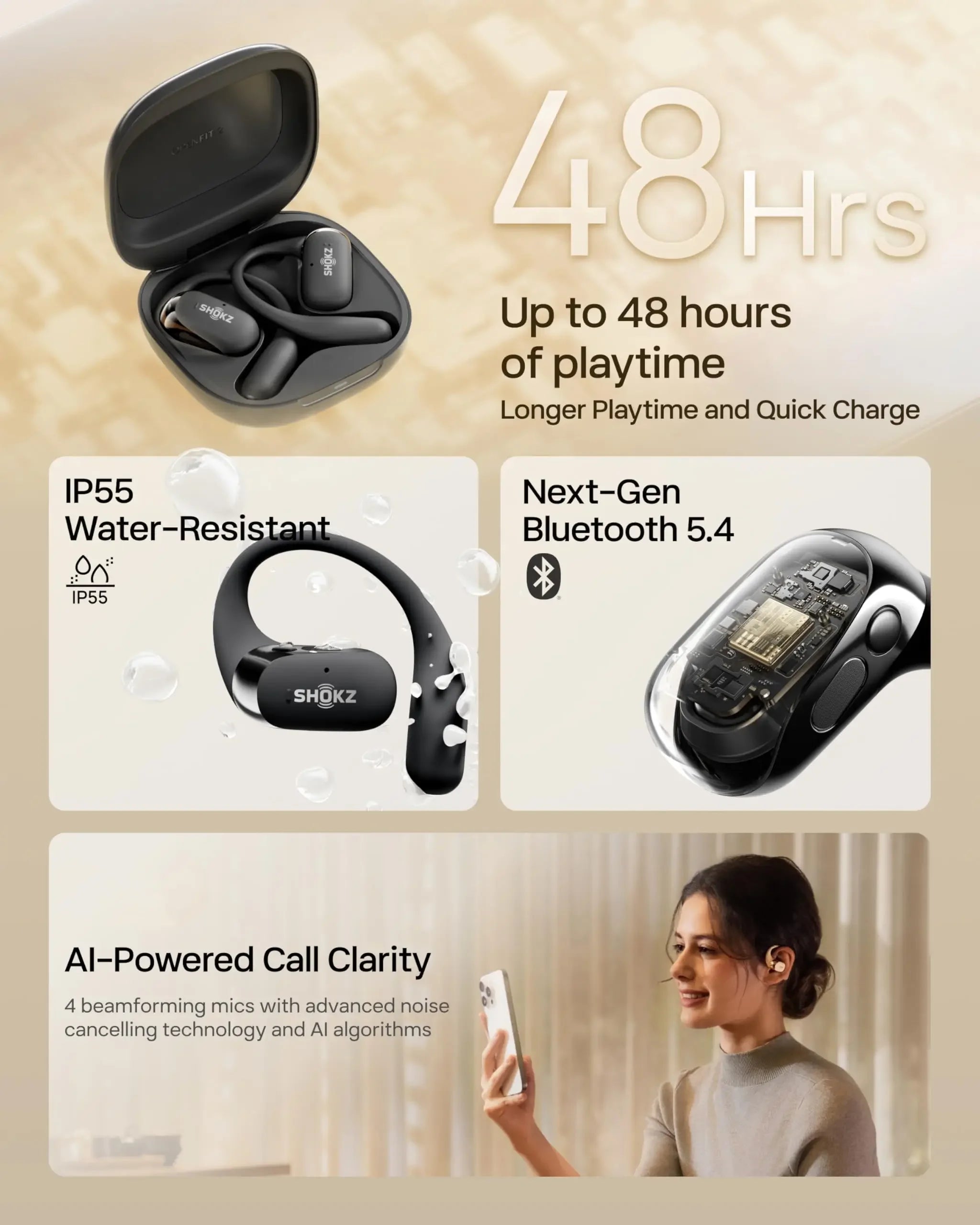 SHOKZ OpenFit 2 Open-Ear Headphones