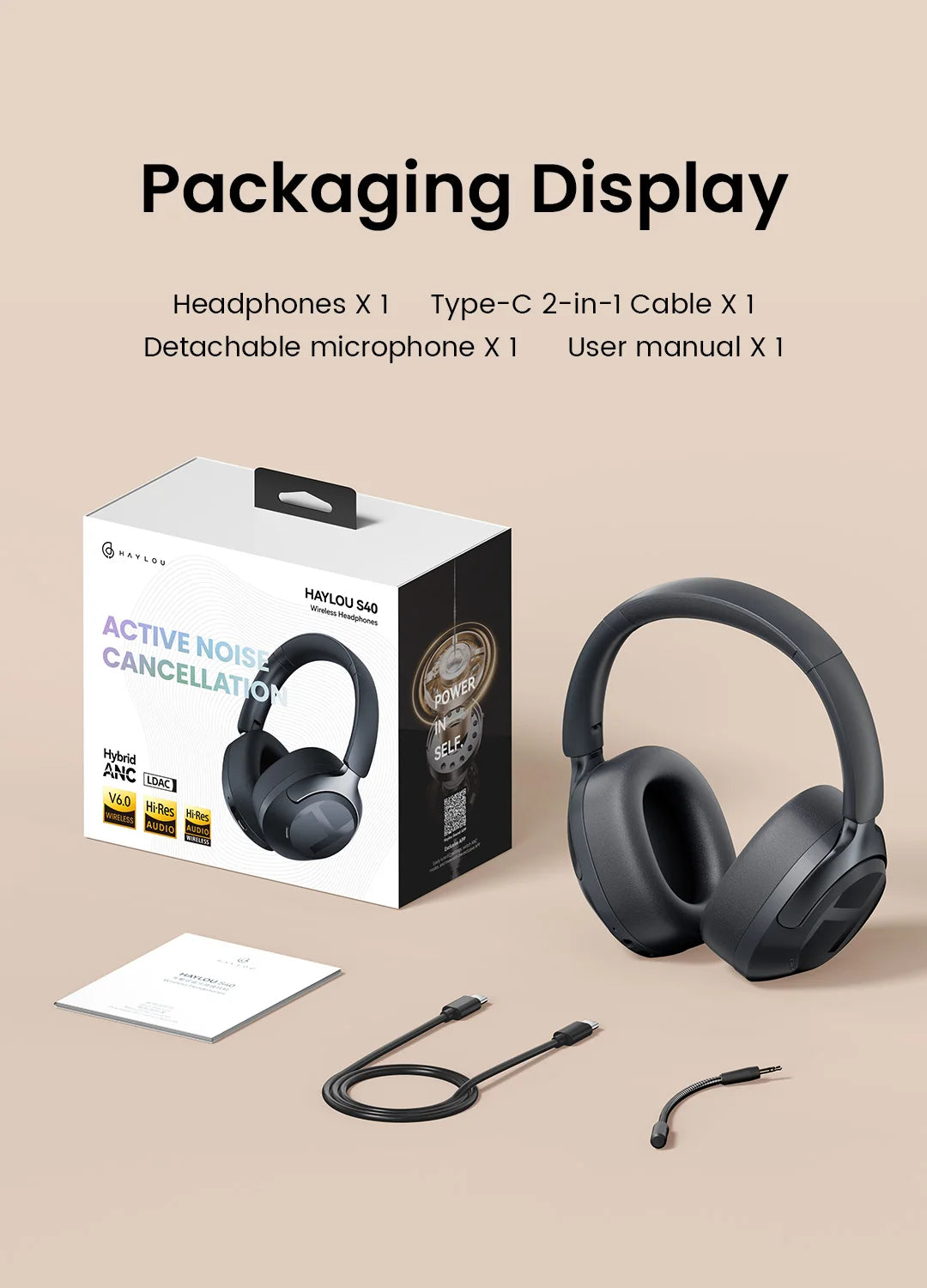 HAYLOU S40 ANC Bluetooth Wireless Headphones