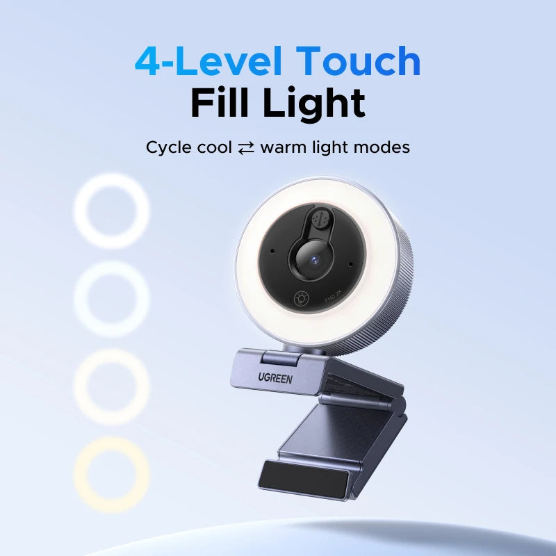 UGREEN 2K Ultra HD Streaming Webcam with Built-In Light