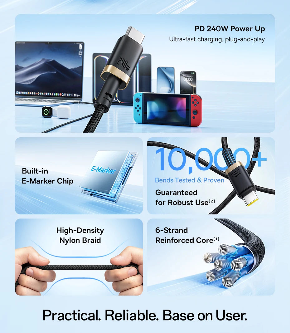 BASEUS Dura 240W Type-C to Type-C Charging and Data Cable