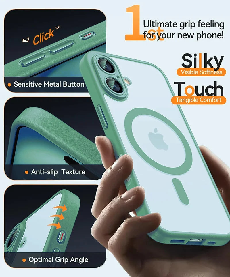Translucent MagSafe Shockproof Armor Case for iPhone