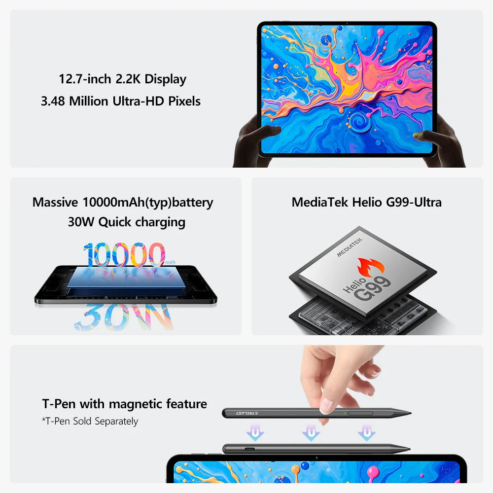 TECLAST ArtPad Pro 12.7" UHD Display Android Tablet - 256GB, Grey