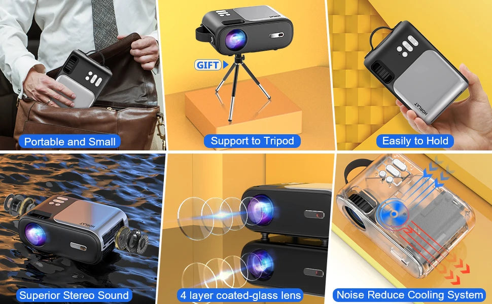 HORLAT 9800 Lumens Smart Home Cinema Mini Projector