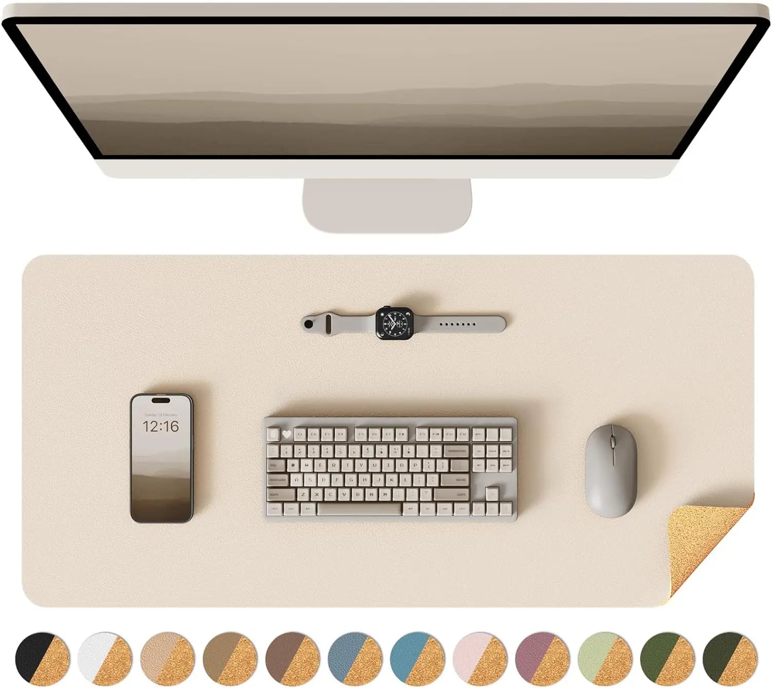 YSAGi Double-Sided PU Leather and Cork Desk Mat