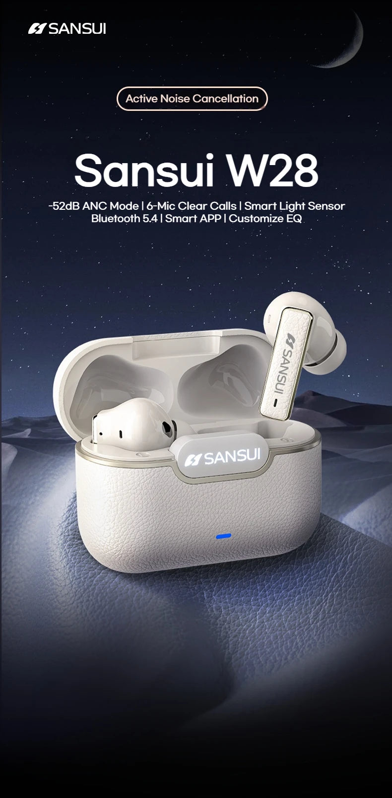 SANSUI W28 ANC Bluetooth Wireless Earphones