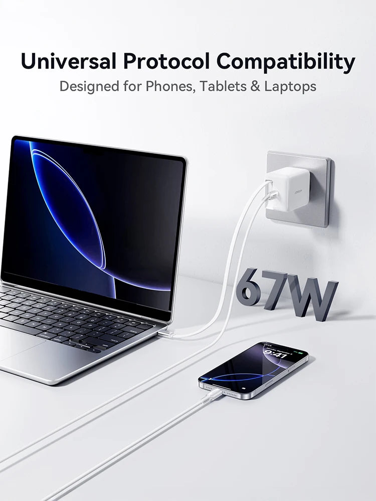 JOYROOM 67W GaN Fast Charging Universal Charger with Retractable Cable