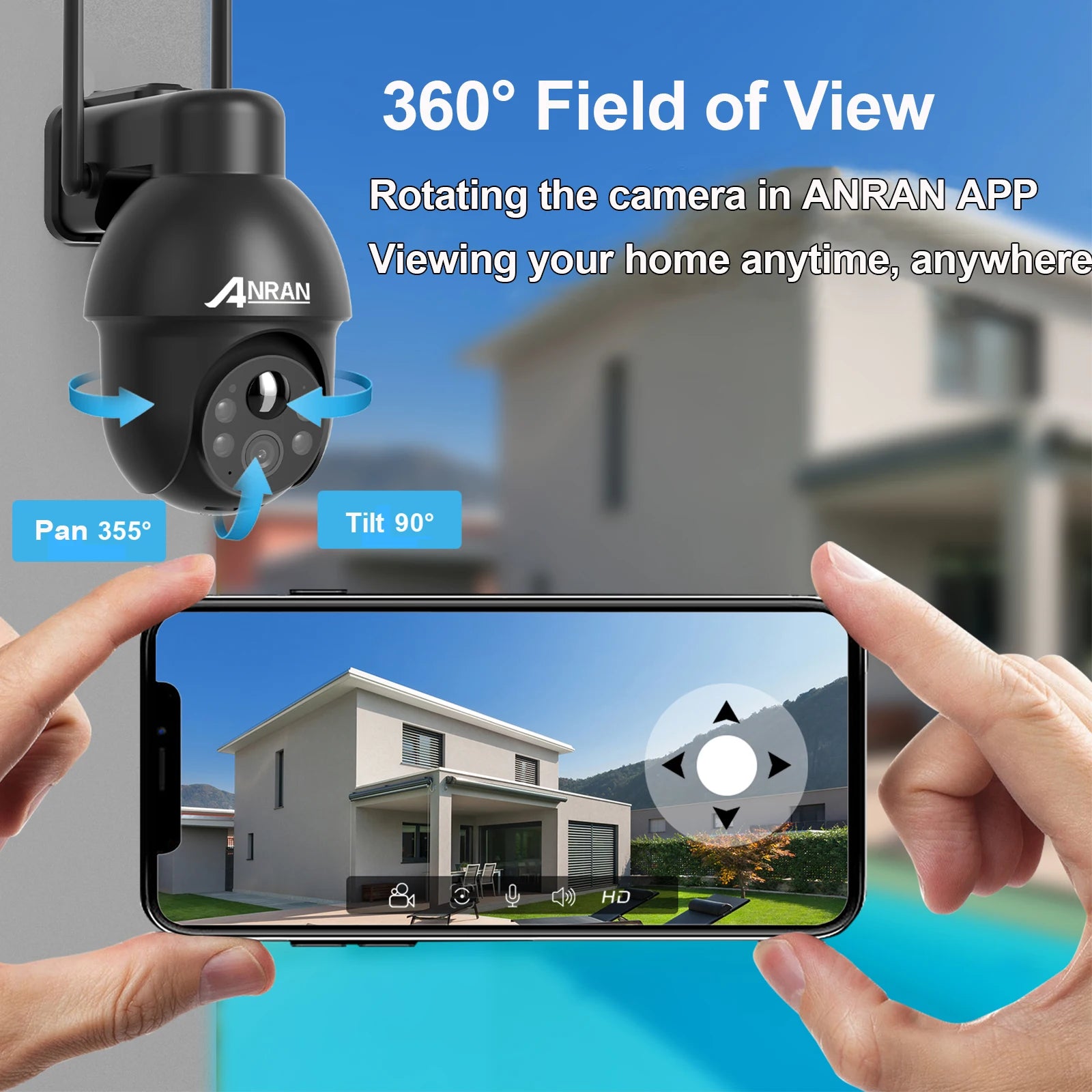 ANRAN 3MP Solar Powered WiFi Smart Home Security Camera