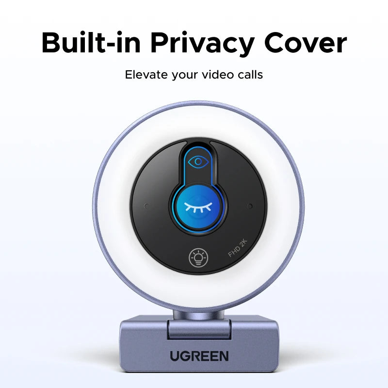 UGREEN 2K Ultra HD Streaming Webcam with Built-In Light