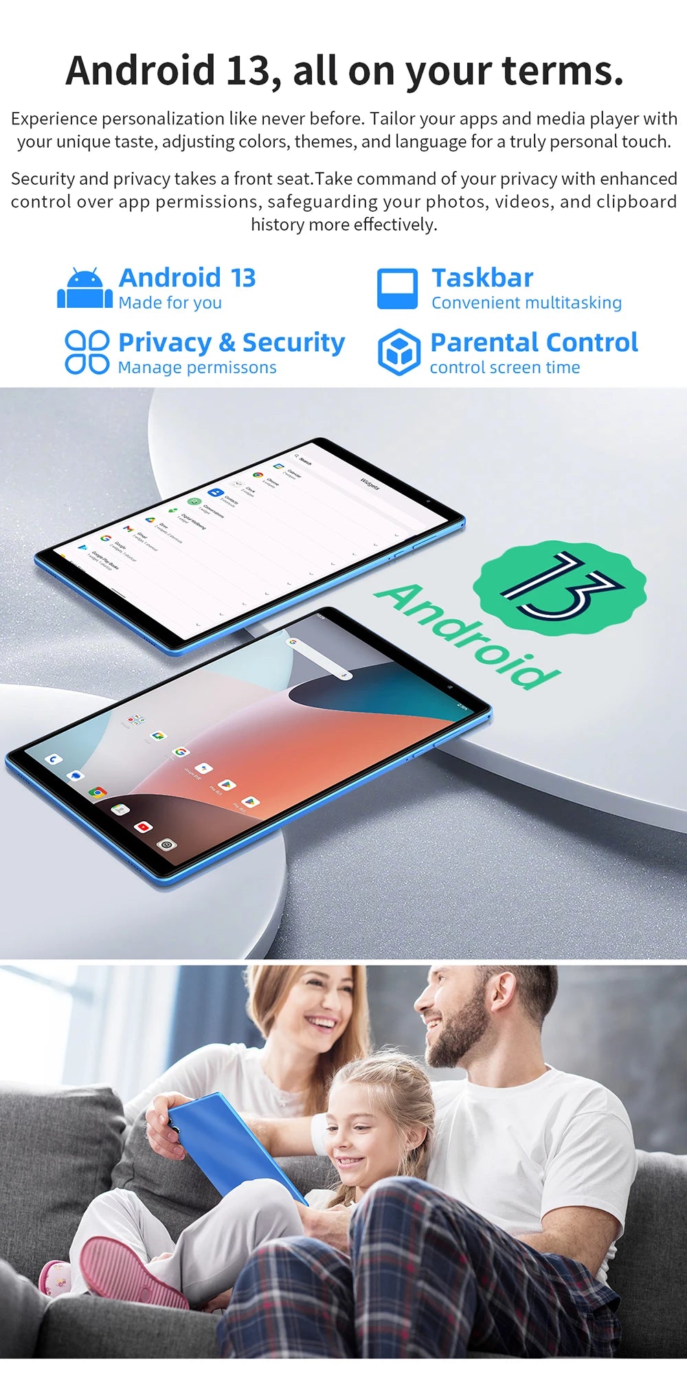 TECLAST P26T 10.1" Android Tablet - 128GB, Blue