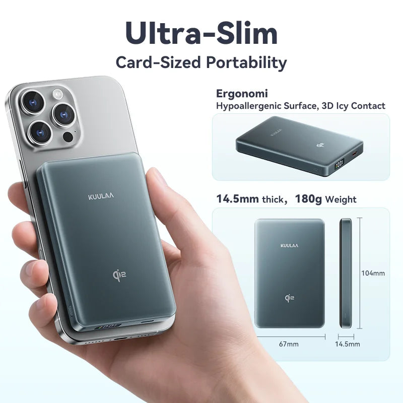 KUULAA Qi2 15W 10000mAh Magnetic Portable Charger and Power Bank