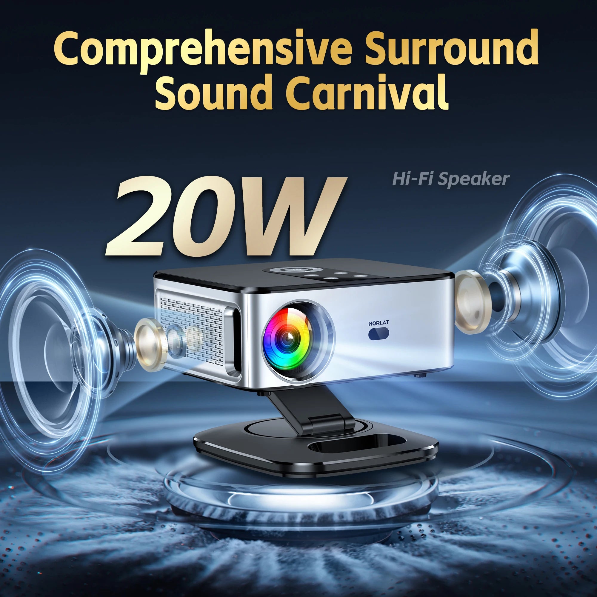 HORLAT T03 Max 40000 Lumens 4K UHD Smart Home Cinema Projector & Stand