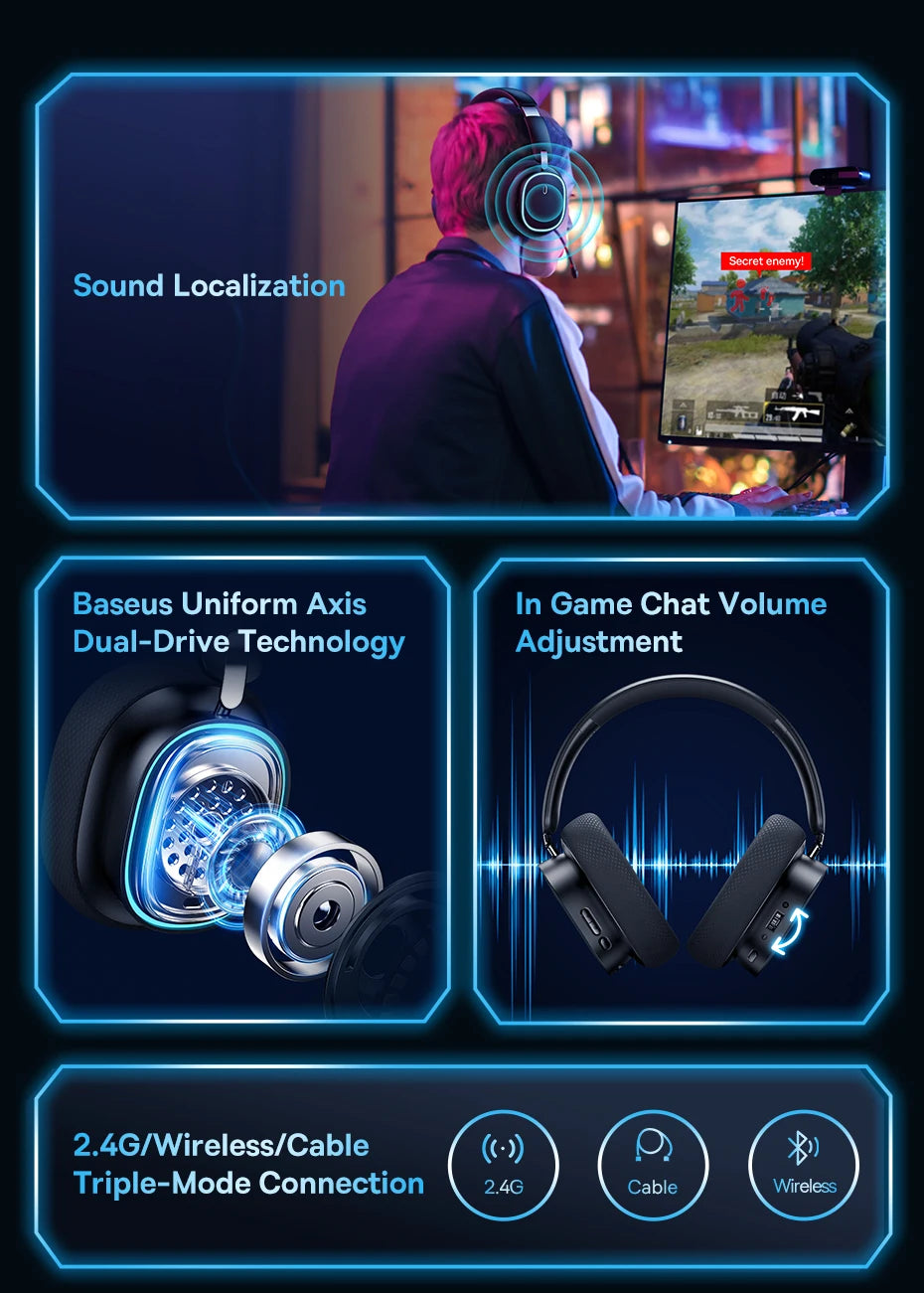 Gh02 BASEUS AeQur GH02 Bluetooth Wireless Gaming Headset