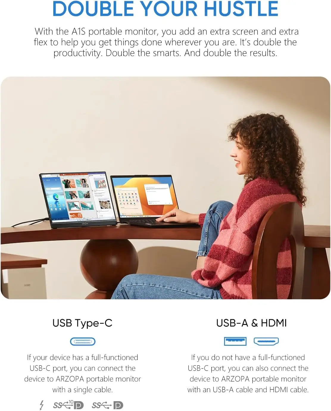 ARZOPA A1S Full HD 14.0" Portable Monitor with Integrated Stand