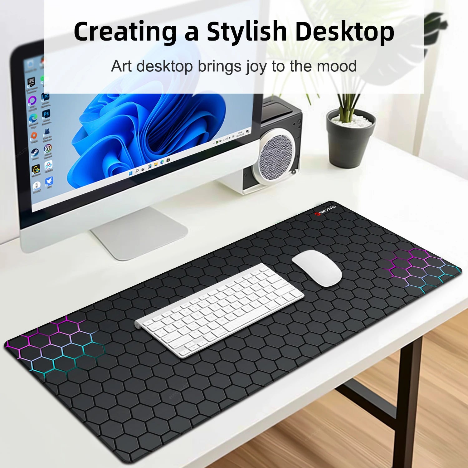 EXCO Non-Slip Hexagon Design Desk Mat & Gaming Pad