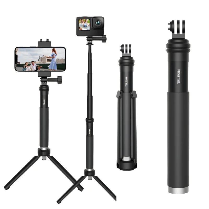 TELESIN Portable Selfie Stick & Tripod for Camera & Phone