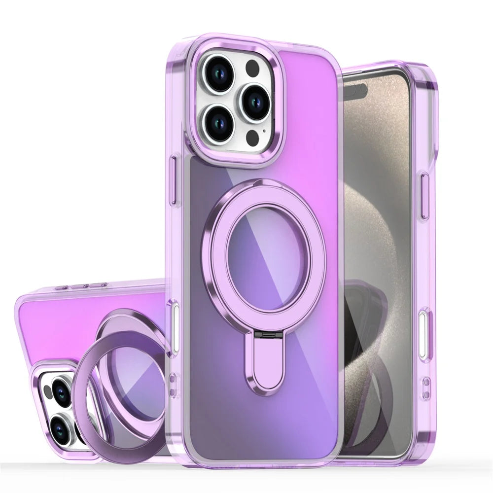 Transparent MagSafe Shockproof Case for iPhone with Stand