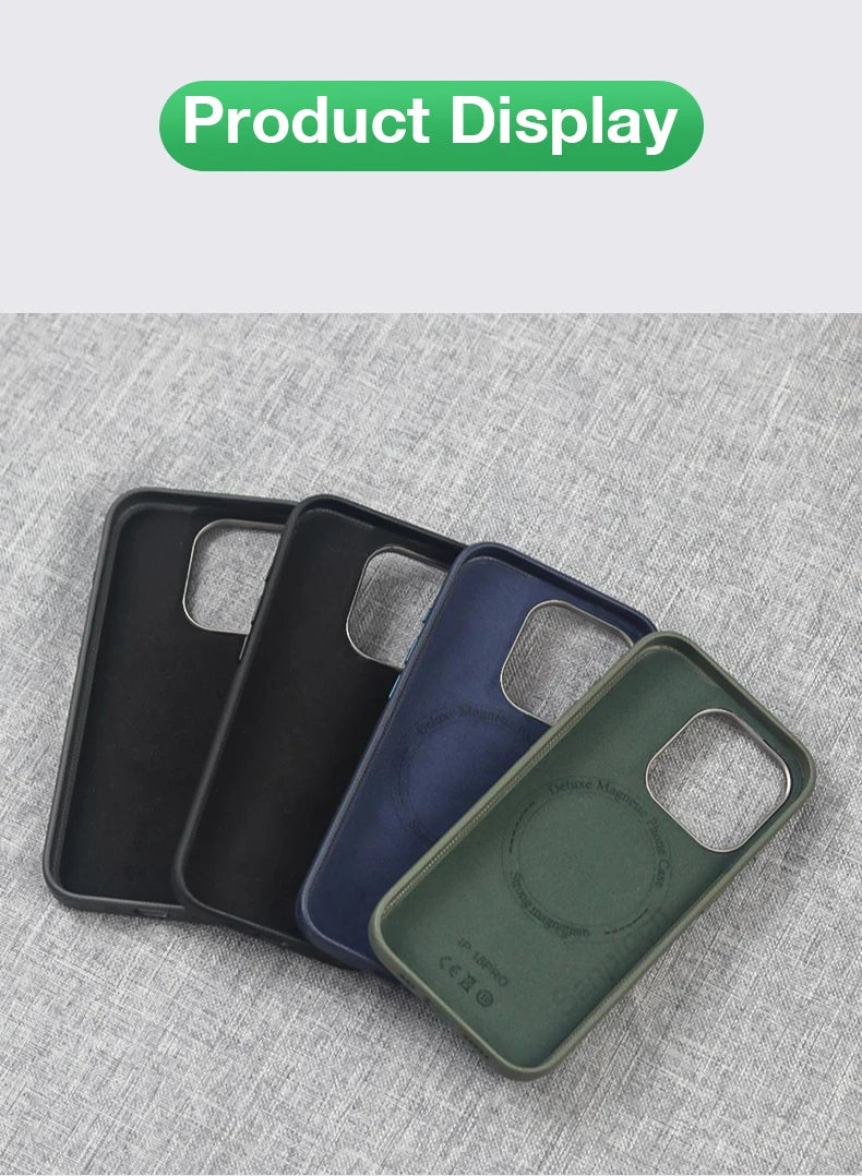 Leather Textured MagSafe Shockproof Case for Apple iPhone