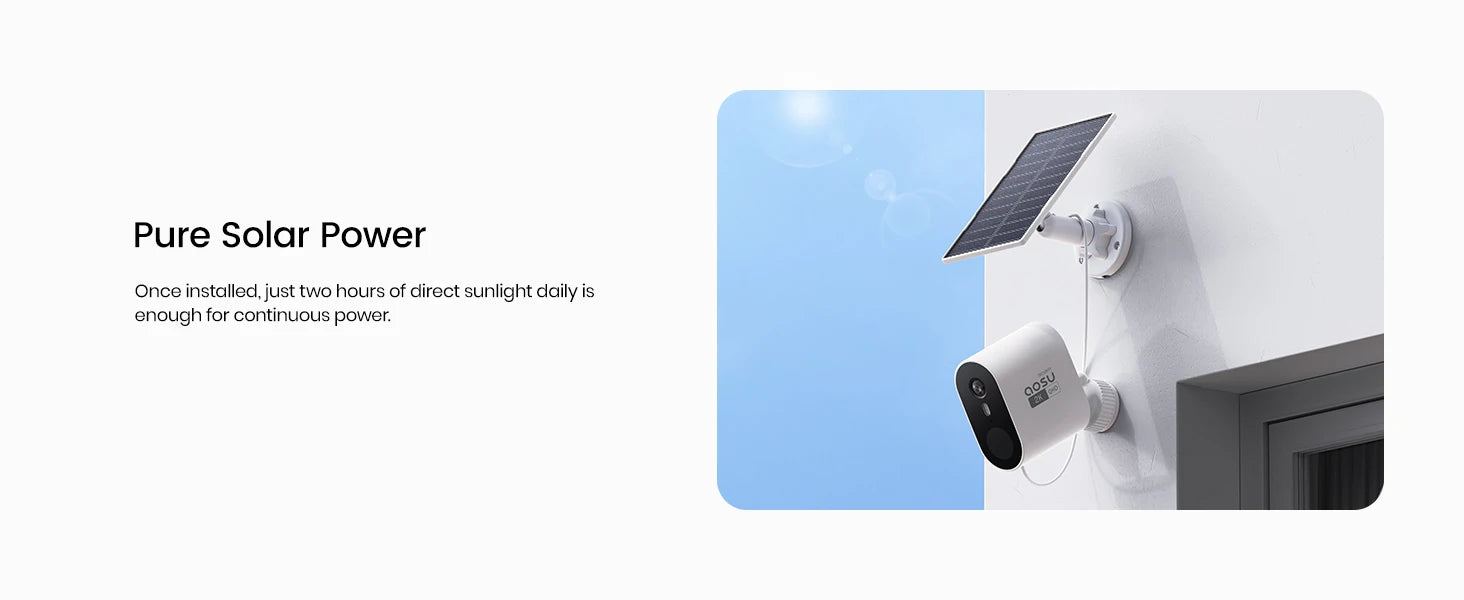 AOSU 3MP Solar Powered Wireless Home Security Smart Camera Kit - 2pk