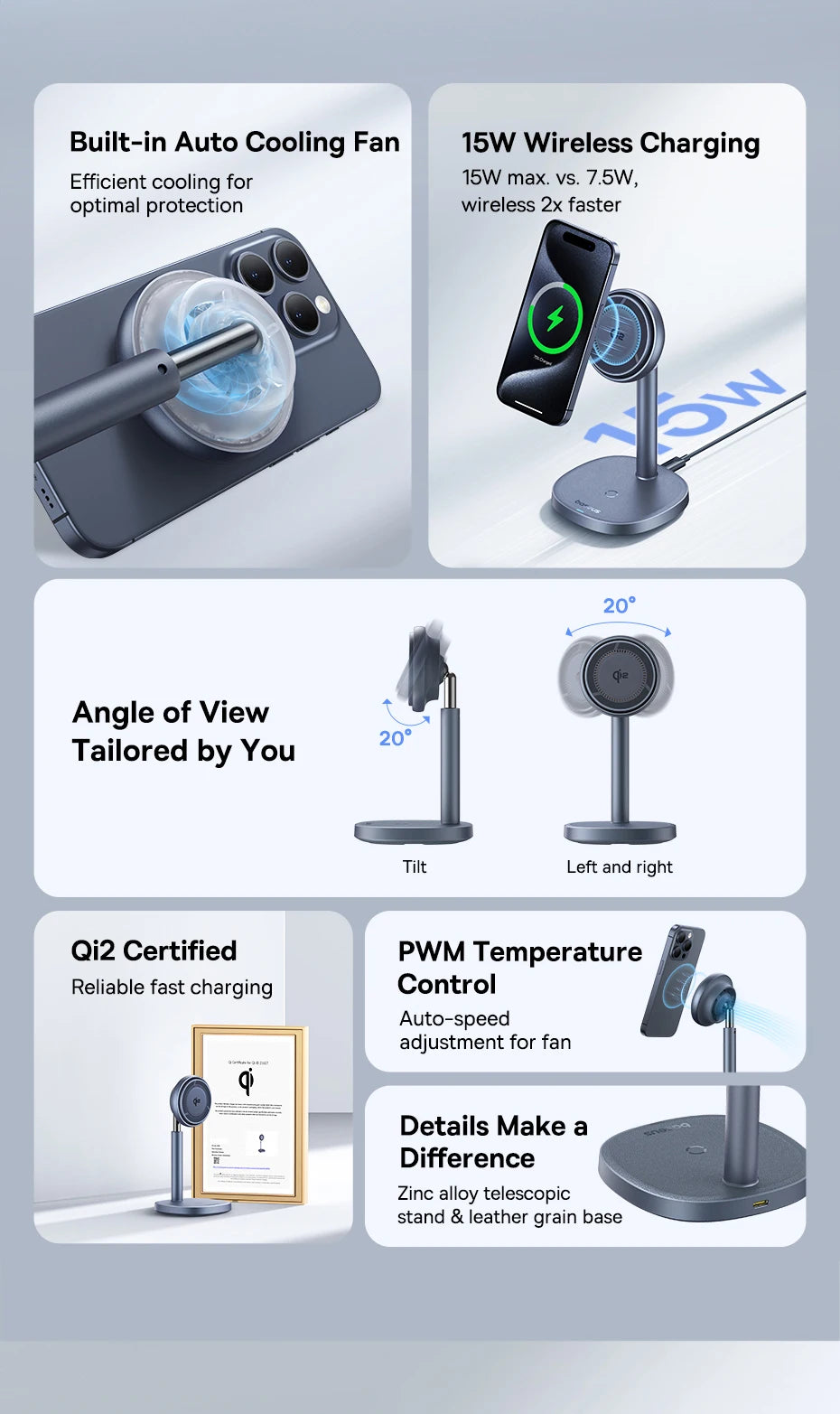 BASEUS Orbit 2 Pro Air-Cooled 2in1 Wireless Charging Stand