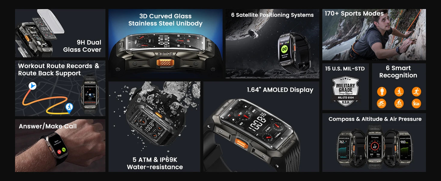 KOSPET Tank X2 Ultra 1.64" AMOLED GPS Smart Watch