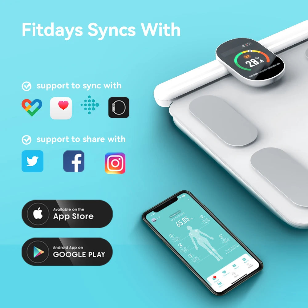 FITDAYS FG2305ULB Bluetooth Smart Body Scales - White
