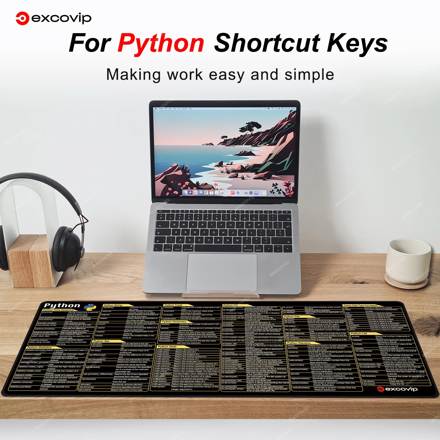 EXCO Non-Slip Python Programming Desk Mat & Gaming Pad