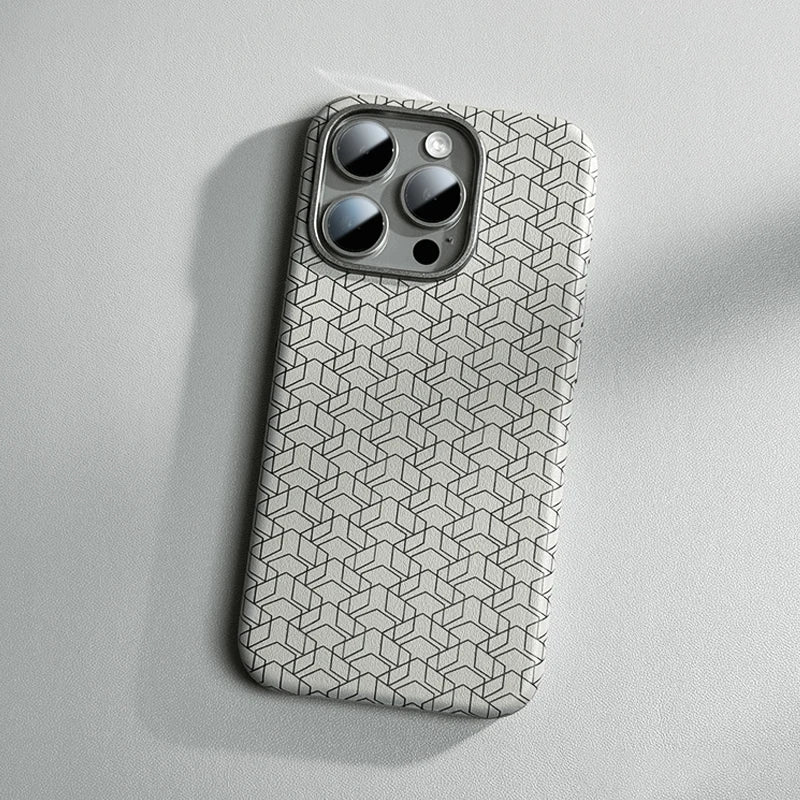 Geometric Pattern Leather MagSafe Case for Apple iPhone