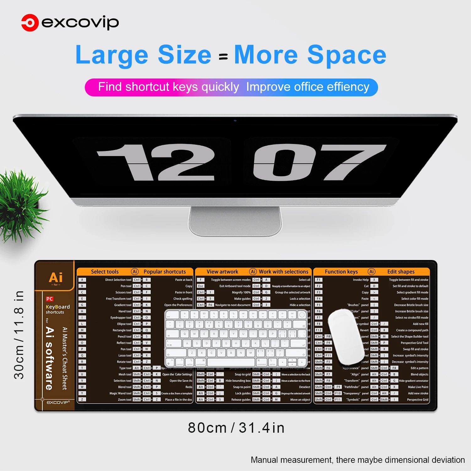 EXCO Non-Slip Adobe Shortcuts Desk Mat & Gaming Pad