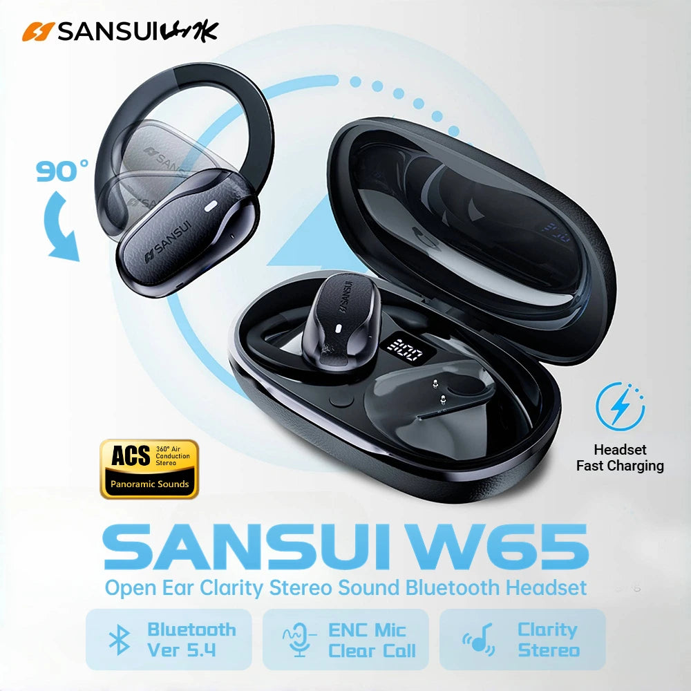 SANSUI W65 Bluetooth Wireless Open Ear Headphones