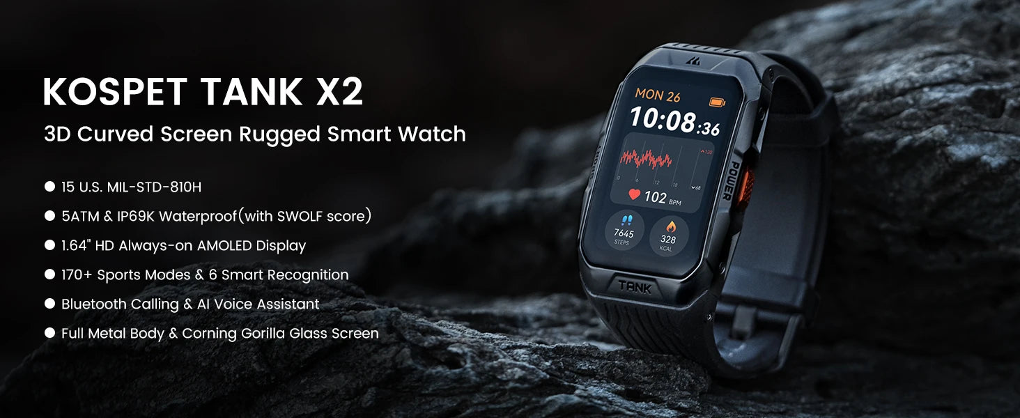 KOSPET Tank X2 1.64" AMOLED GPS Smart Watch