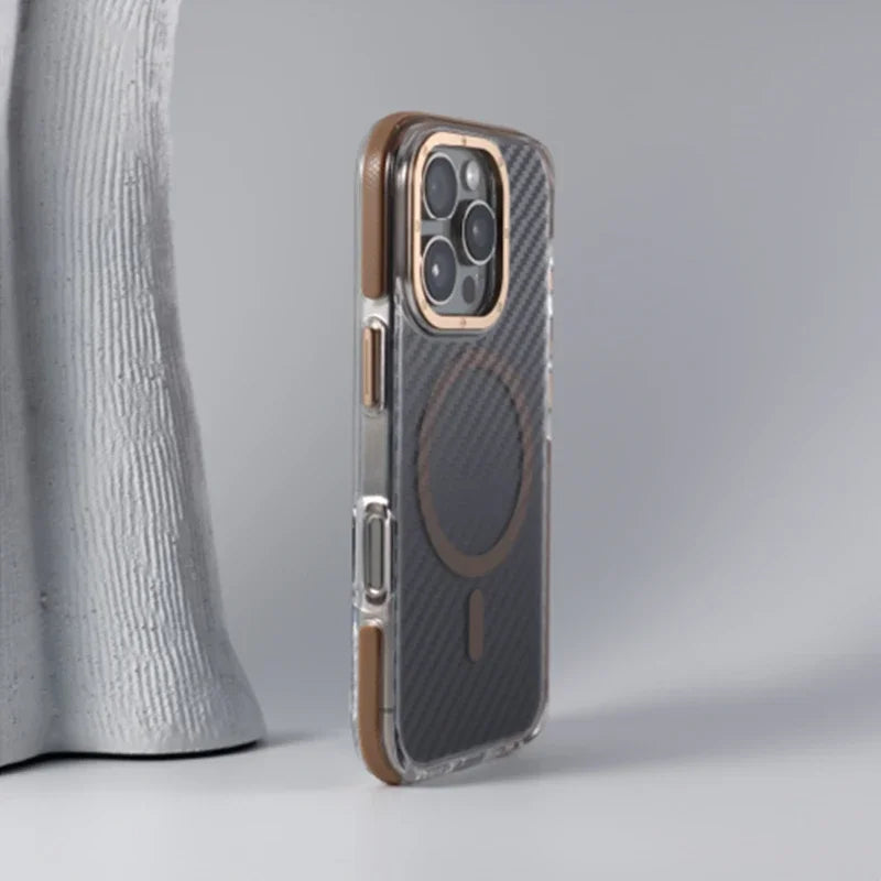 Carbon Fibre Texture MagSafe Shockproof Case for iPhone