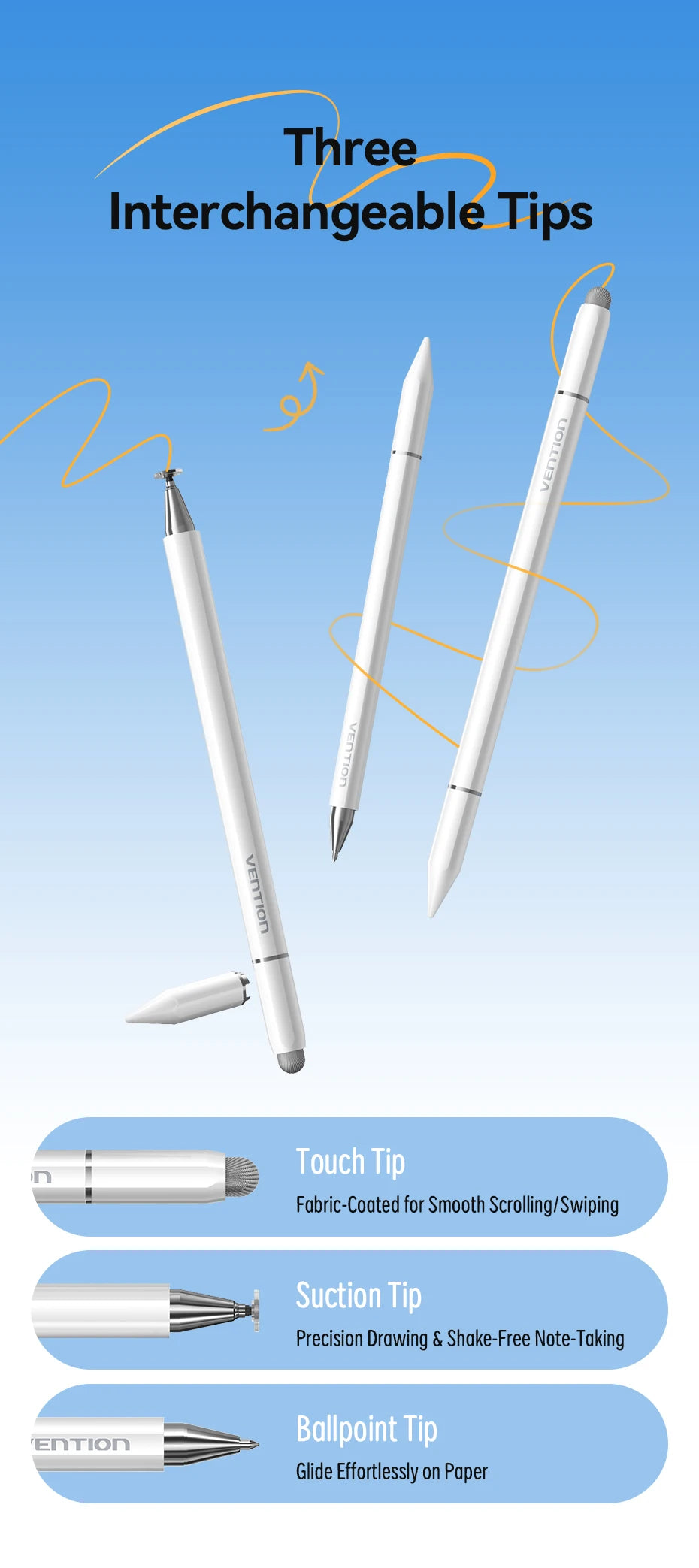 VENTION 3in1 Magnetic Stylus Pen for Apple iPad