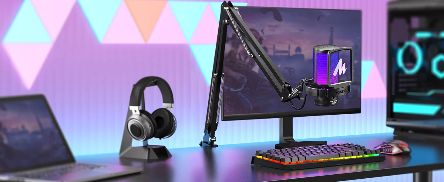 MAONO DGM20S RGB Streaming Microphone & Boom Arm
