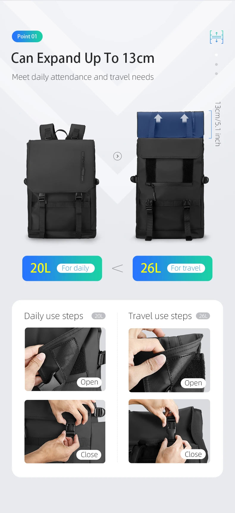 MARK RYDEN MR5748 Business Travel Backpack with USB Charging Port